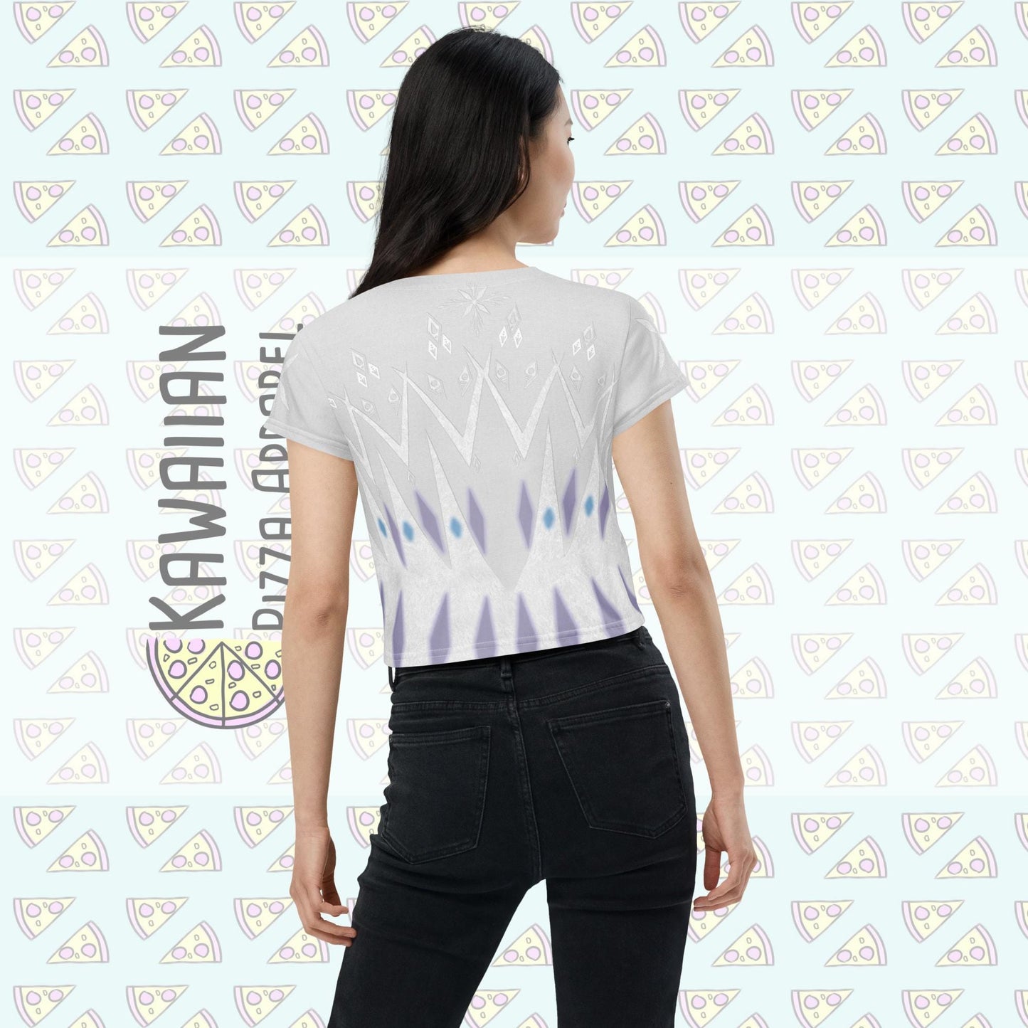 Women's All-Over Print Elsa Elements Inspired Crop Tee