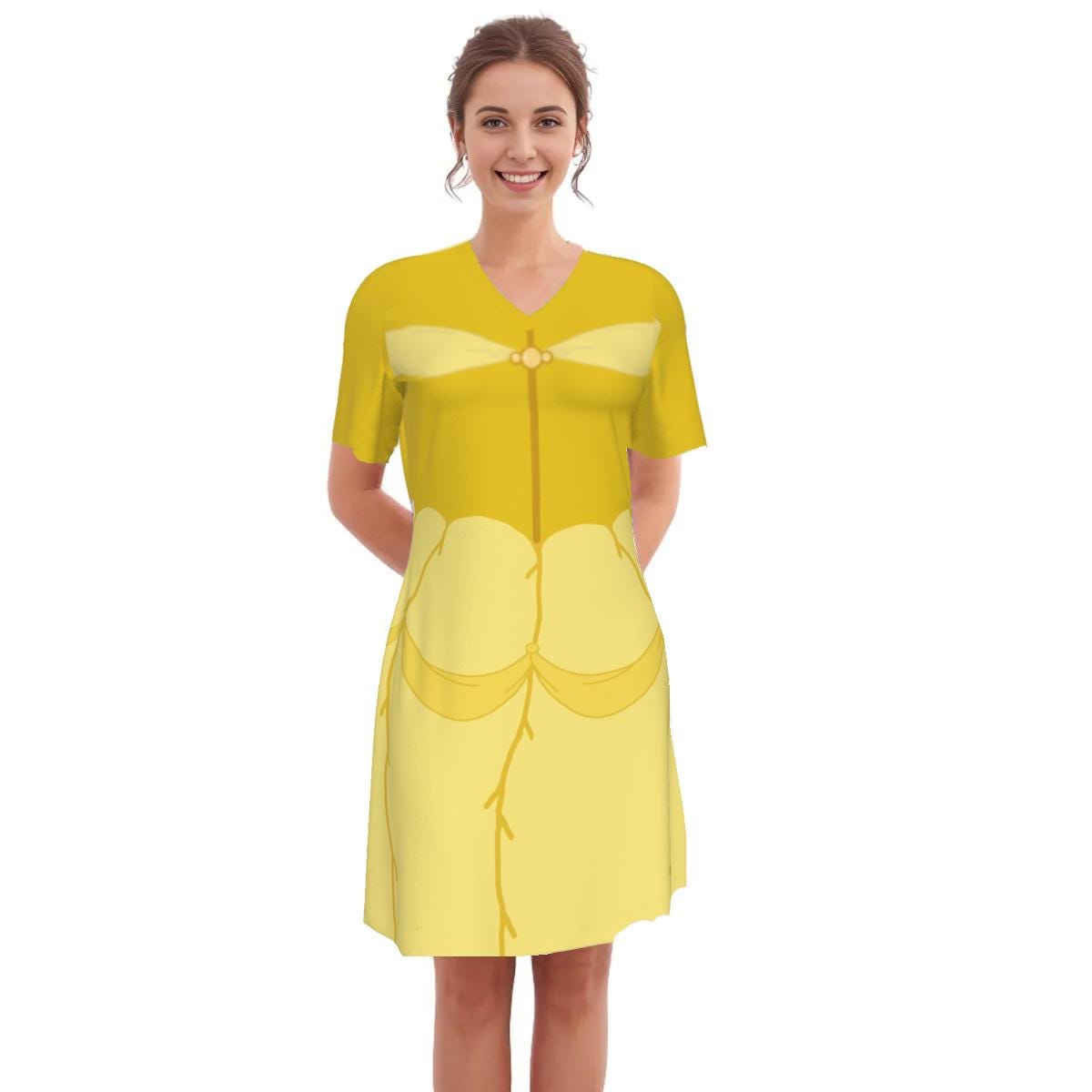 Women's Belle Inspired Cotton V-neck Dress