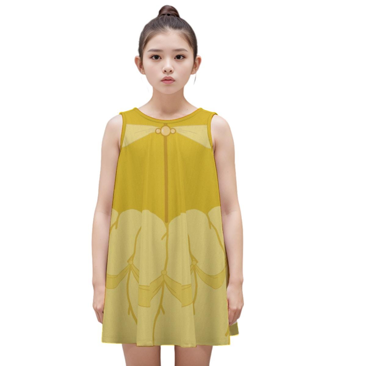 Kid's Belle Inspired Cotton Sleeveless Dress