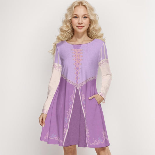 SAMPLE SALE [M] Rapunzel Inspired Long Sleeve Skater Dress with Pockets