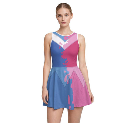 RTS [S] Aurora Make It Pink/Blue Inspired Short Sleeve Athletic Dress with attached shorts