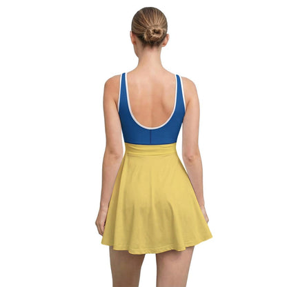 Snow White Inspired Short Sleeve Athletic Dress with shorts