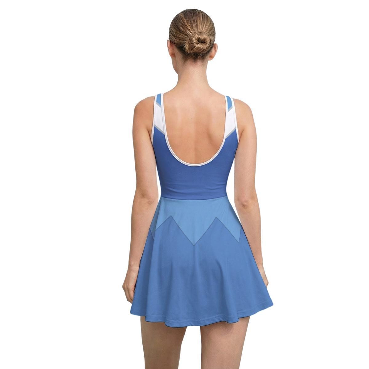 Blue Aurora Inspired Short Sleeve Athletic Dress with shorts