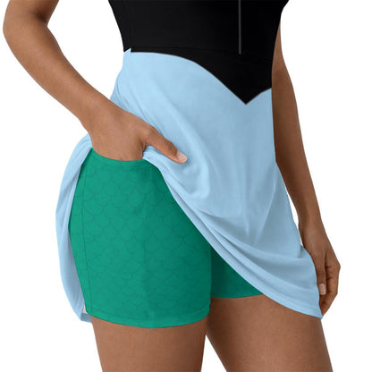 Ariel Inspired Short Sleeve Athletic Dress with shorts