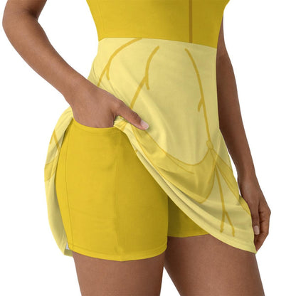 Belle Inspired Short Sleeve Athletic Dress with shorts
