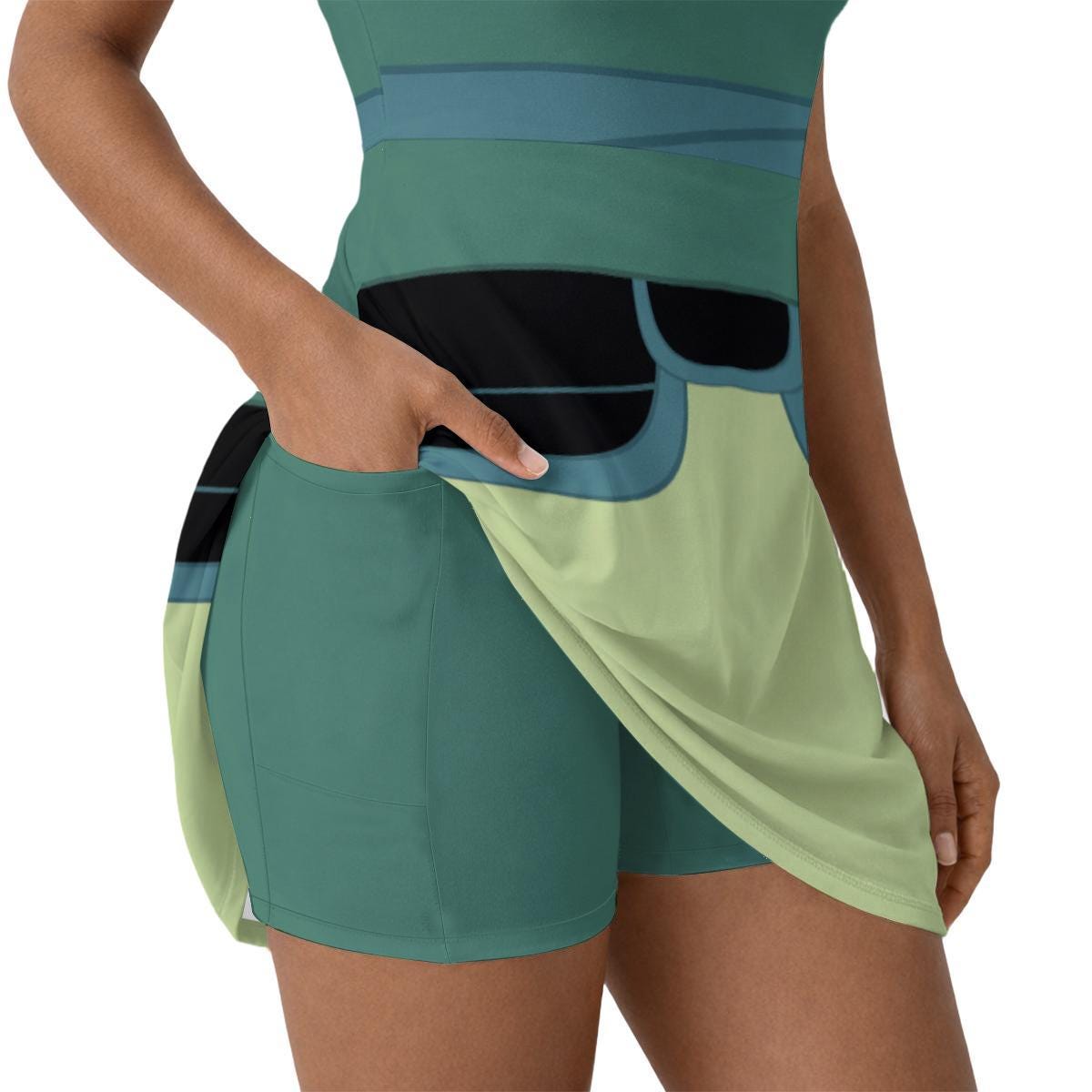 Ping Mulan Inspired Short Sleeve Athletic Dress with shorts