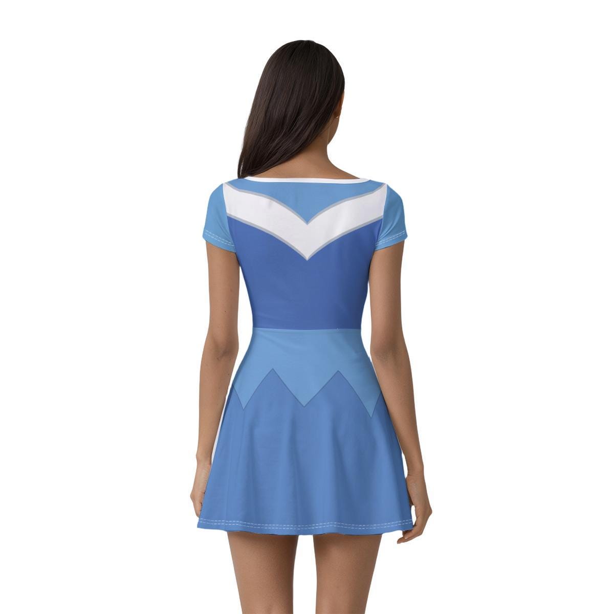 Blue Aurora Inspired Short Sleeve Athletic Dress with shorts
