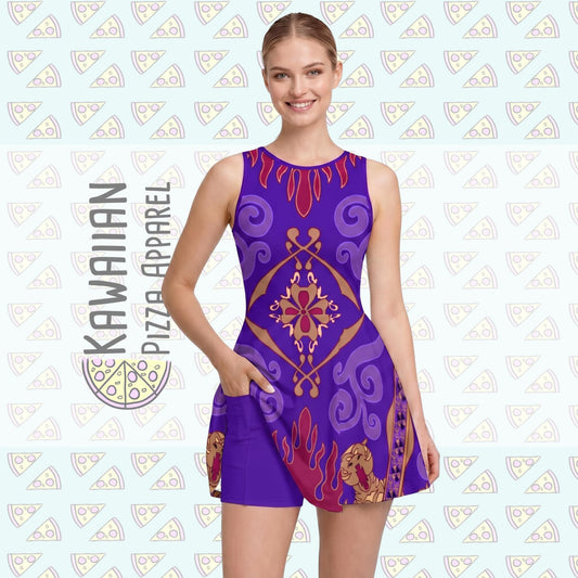 Magic Carpet Inspired Short Sleeve Athletic Dress with shorts
