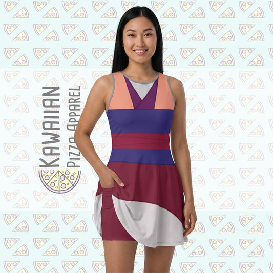 Pink Mulan Inspired Short Sleeve Athletic Dress with shorts