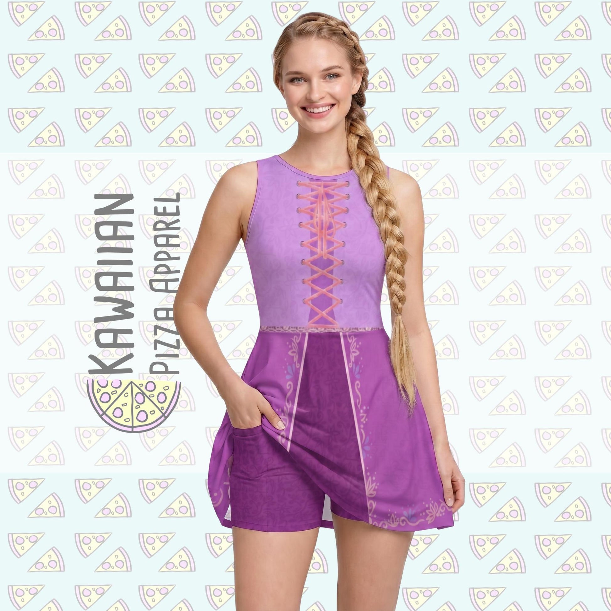 Rapunzel Inspired Short Sleeve Athletic Dress with shorts