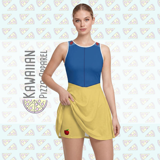 Snow White Inspired Short Sleeve Athletic Dress with shorts