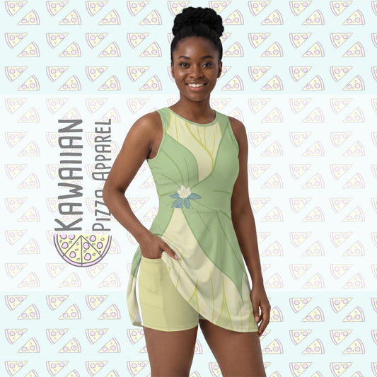 Tiana Inspired Short Sleeve Athletic Dress with shorts