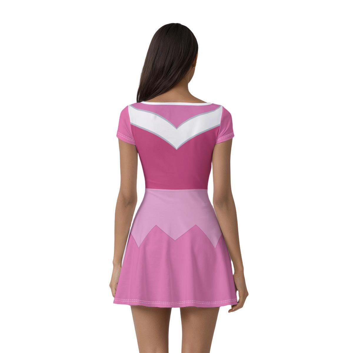 Pink Aurora Inspired Short Sleeve Athletic Dress with shorts