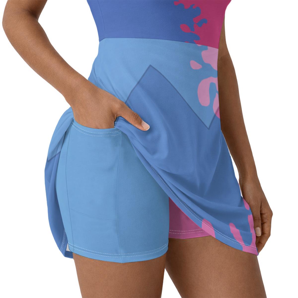 Aurora Make it Blue/Pink Inspired Short Sleeve Athletic Dress with shorts