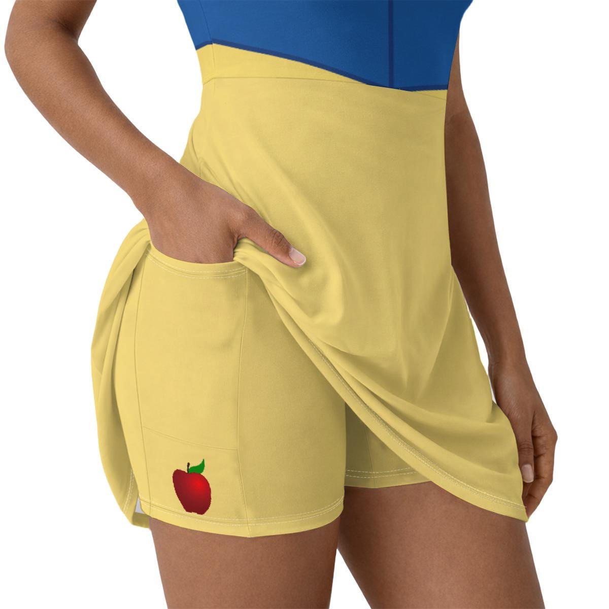 Snow White Inspired Short Sleeve Athletic Dress with shorts