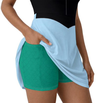 RTS [2XL] Ariel Inspired Short Sleeve Athletic Dress with attached shorts
