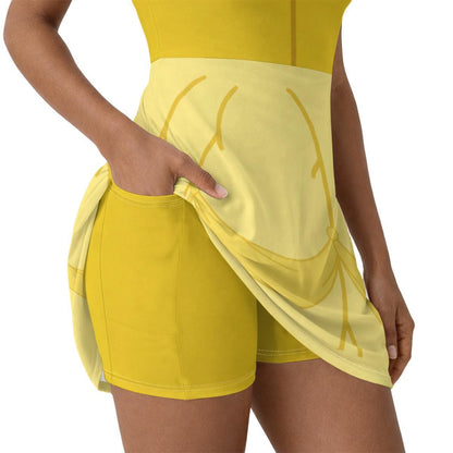 Belle Inspired Short Sleeve Athletic Dress with shorts