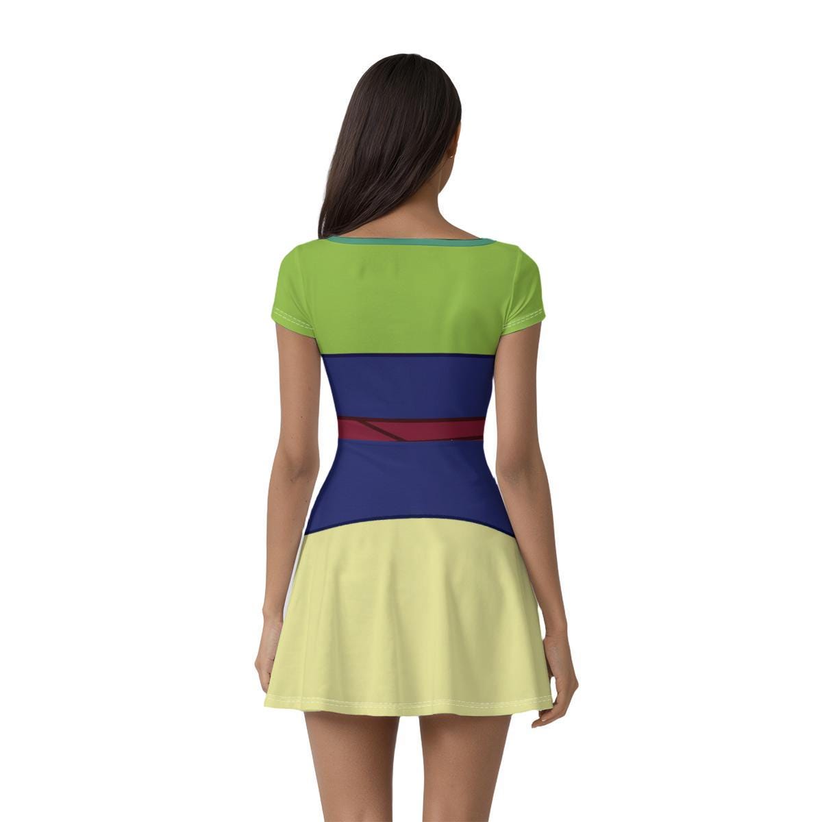 Green Mulan Inspired Short Sleeve Athletic Dress with shorts