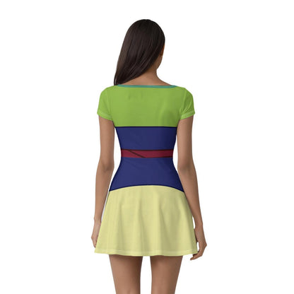 Green Mulan Inspired Short Sleeve Athletic Dress with shorts