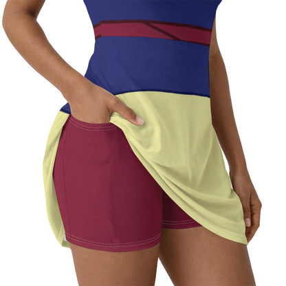 Green Mulan Inspired Short Sleeve Athletic Dress with shorts