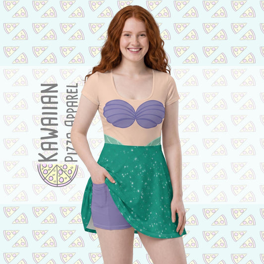 Ariel Inspired Short Sleeve Athletic Dress with shorts