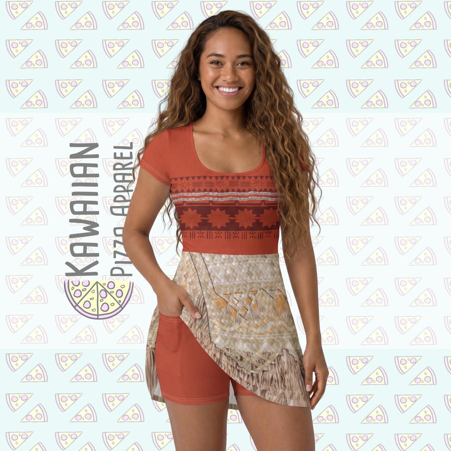 Moana Inspired Short Sleeve Athletic Dress with shorts