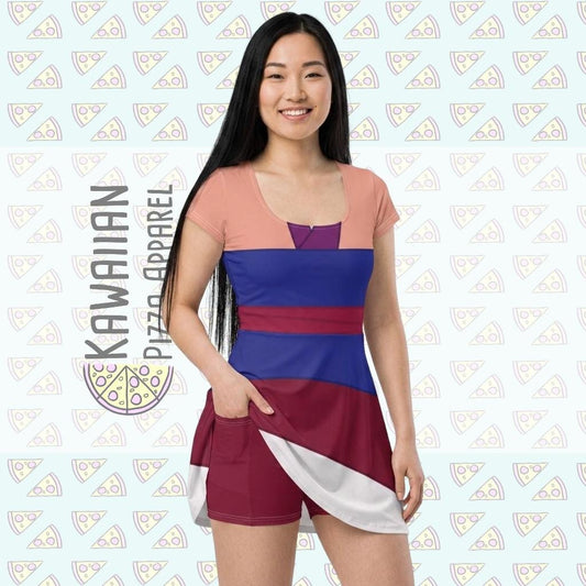 Pink Mulan Inspired Short Sleeve Athletic Dress with shorts