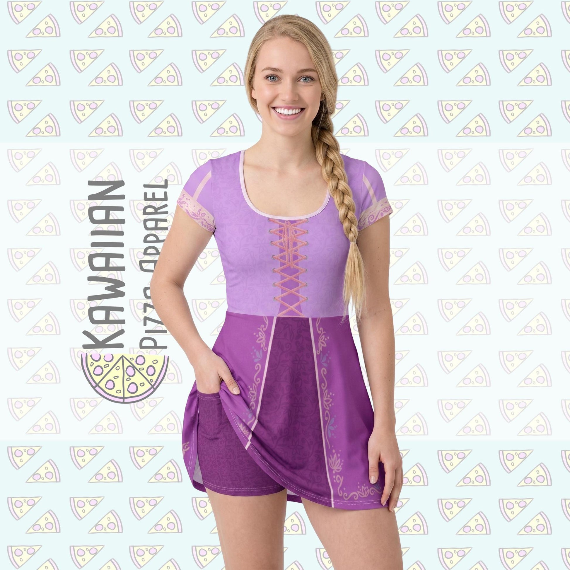 Rapunzel Inspired Short Sleeve Athletic Dress with shorts