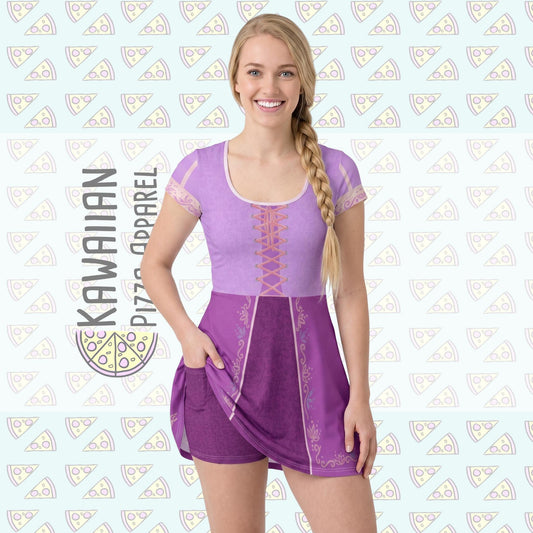 Rapunzel Inspired Short Sleeve Athletic Dress with shorts