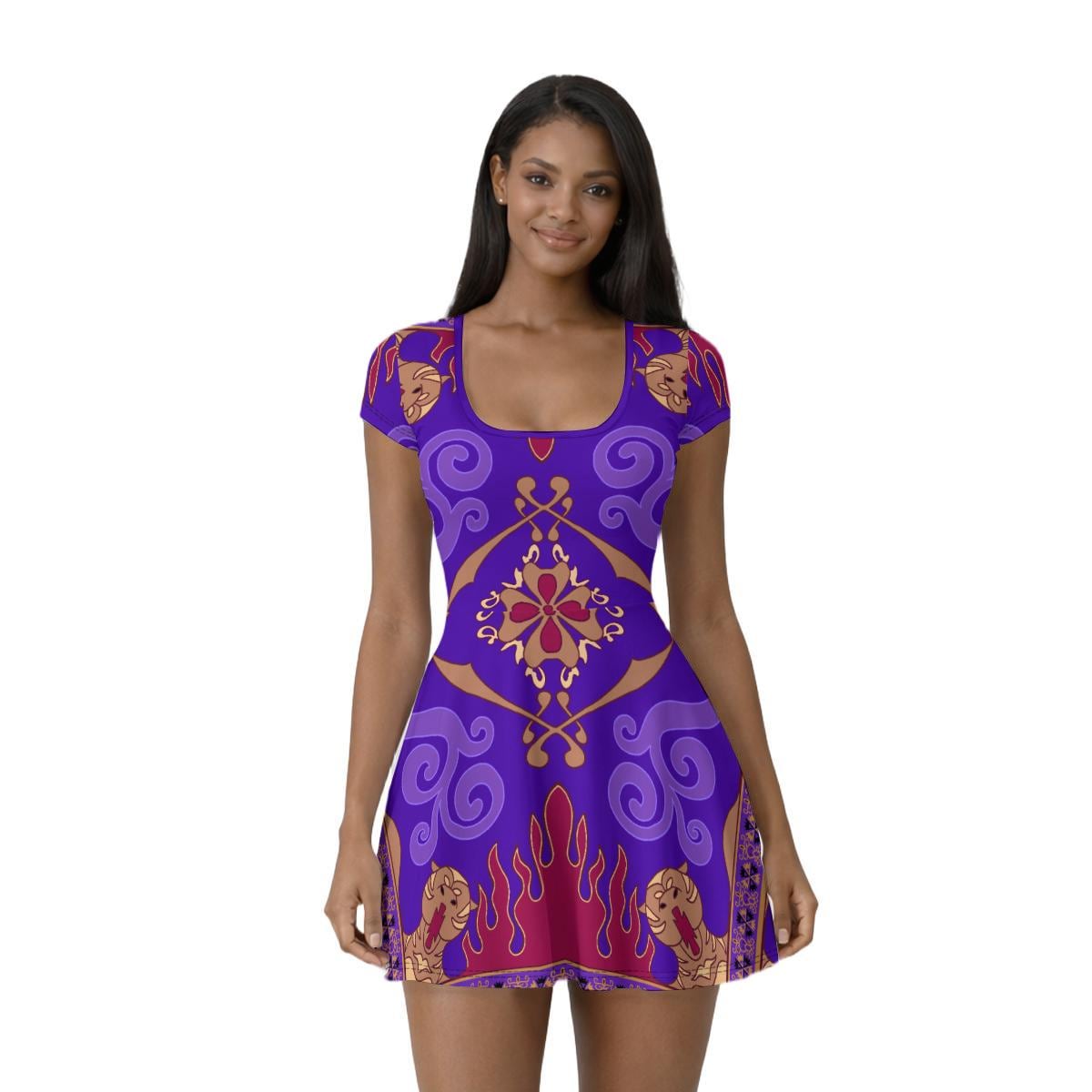 Magic Carpet Inspired Short Sleeve Athletic Dress with attached shorts