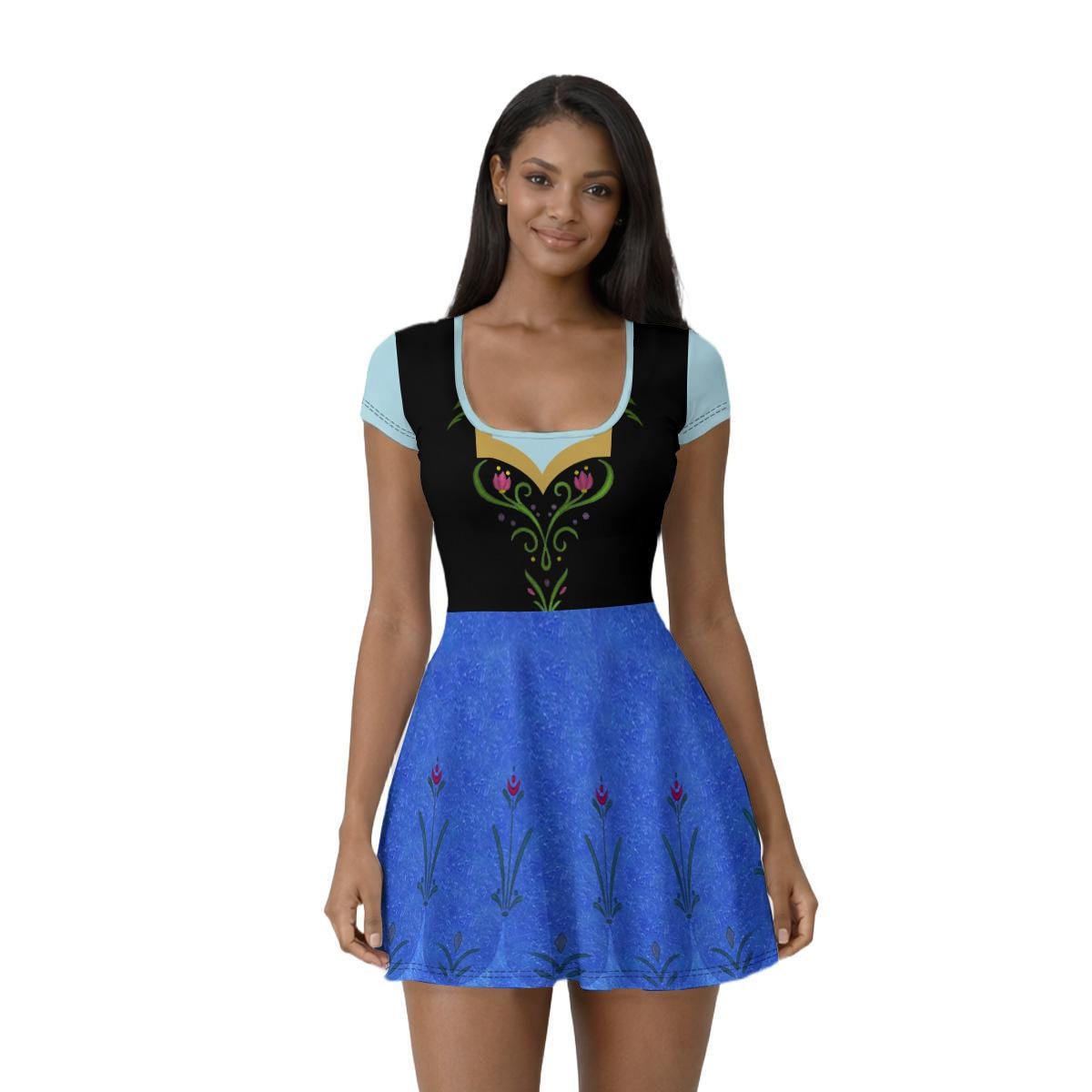 Anna Inspired Short Sleeve Athletic Dress with attached shorts