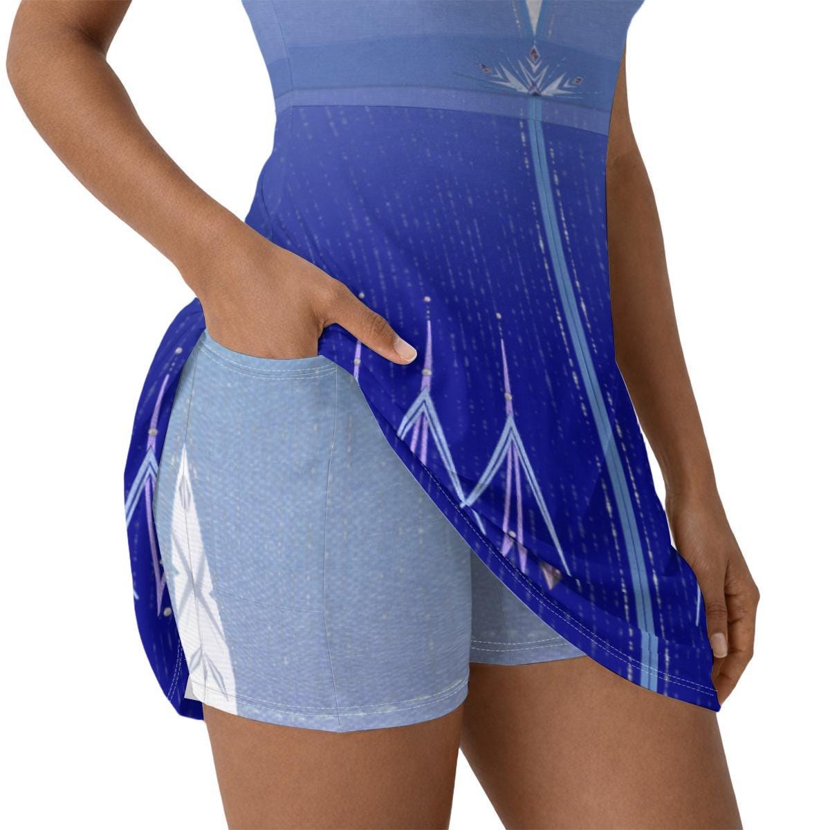 Elsa Inspired Short Sleeve Athletic Dress with shorts