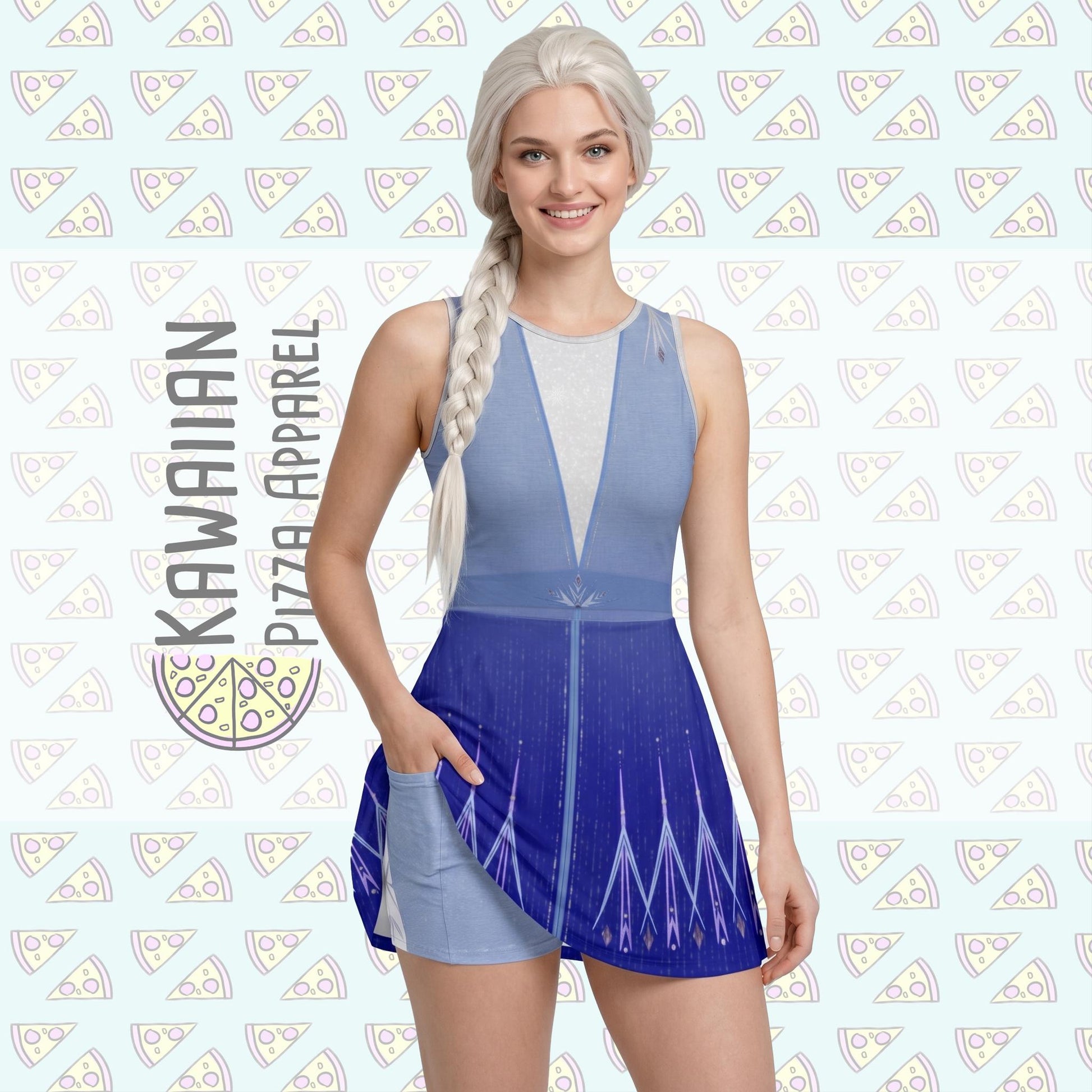 Elsa Inspired Sleeveless Athletic Dress with shorts