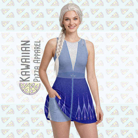 Elsa Inspired Sleeveless Athletic Dress with shorts