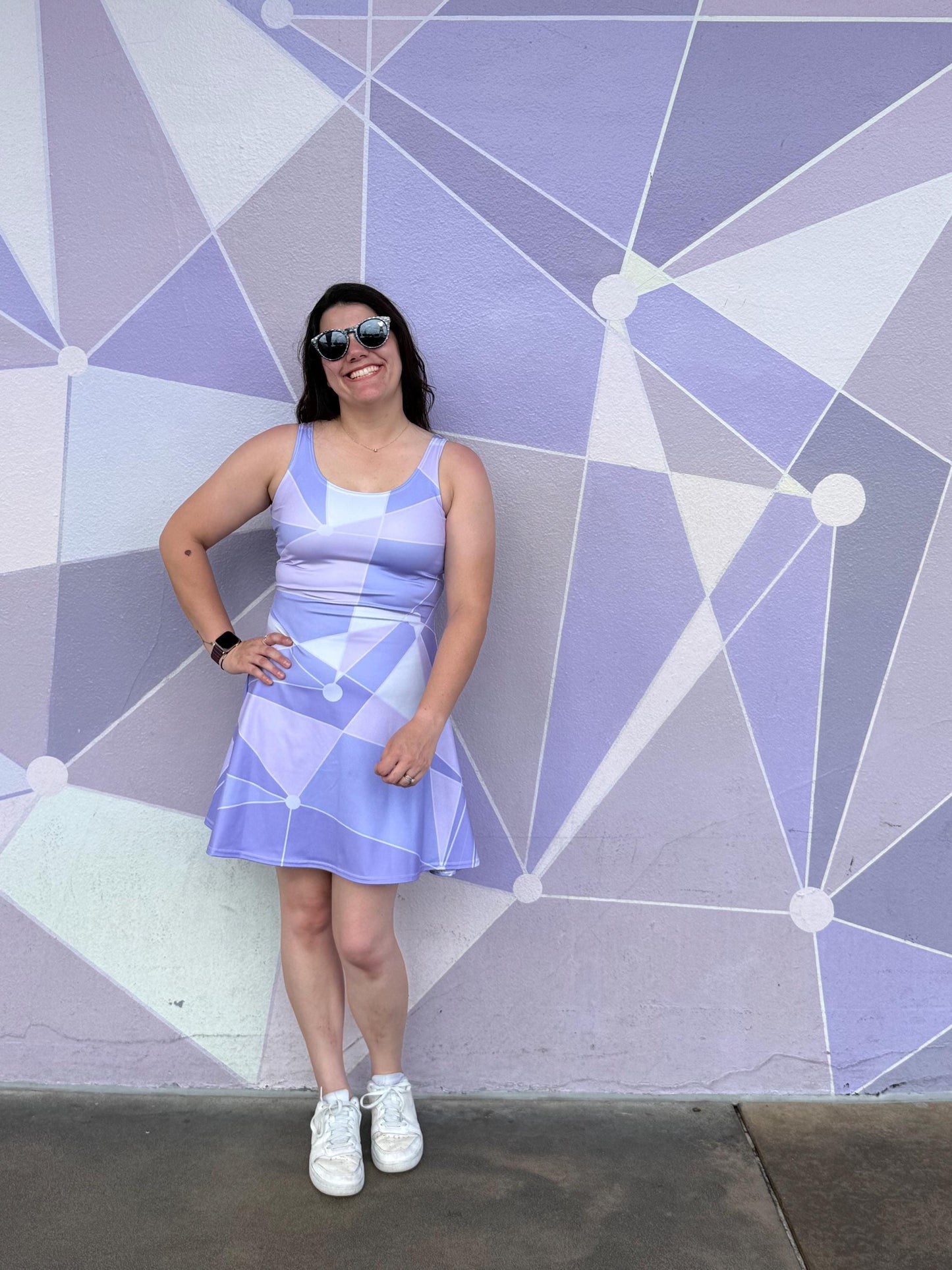 RTS [M] Women's Purple Wall Inspired Sleeveless Flare Dress