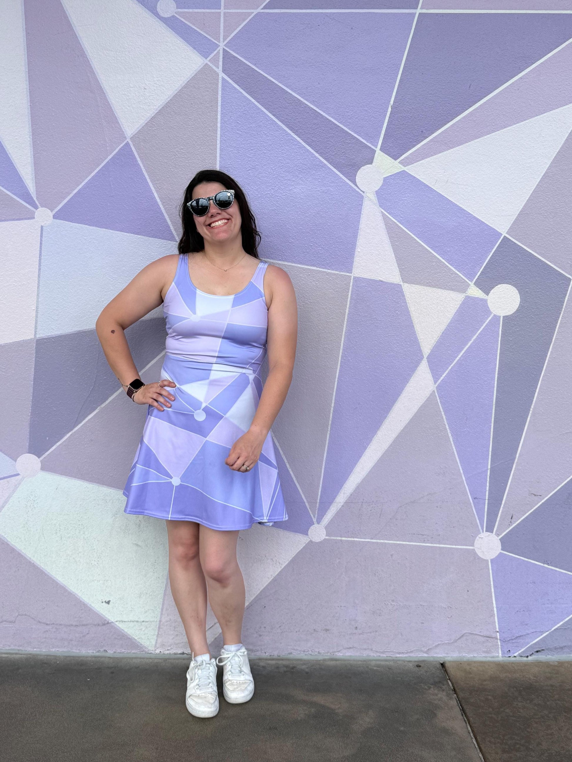 RTS [M] Women's Purple Wall Inspired Sleeveless Flare Dress