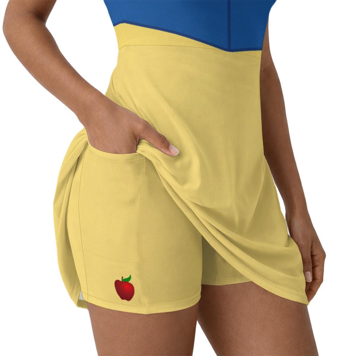 Snow White Inspired Short Sleeve Athletic Dress with shorts