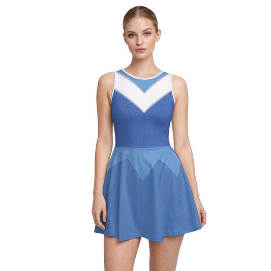 Blue Aurora Inspired Short Sleeve Athletic Dress with shorts