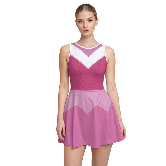 Pink Aurora Inspired Short Sleeve Athletic Dress with shorts