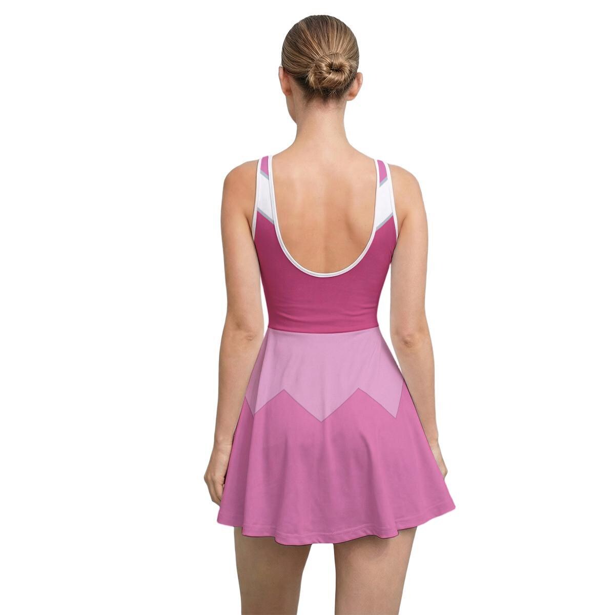Pink Aurora Inspired Short Sleeve Athletic Dress with shorts
