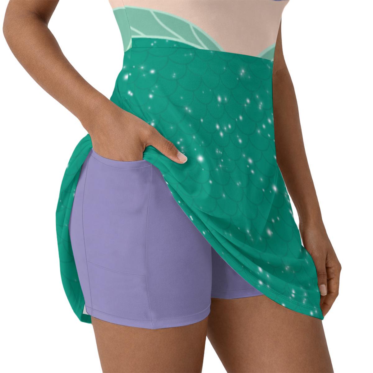 Ariel Inspired Short Sleeve Athletic Dress with shorts