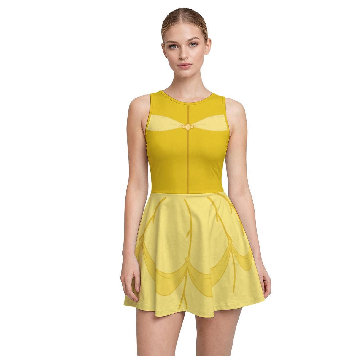Belle Inspired Short Sleeve Athletic Dress with shorts