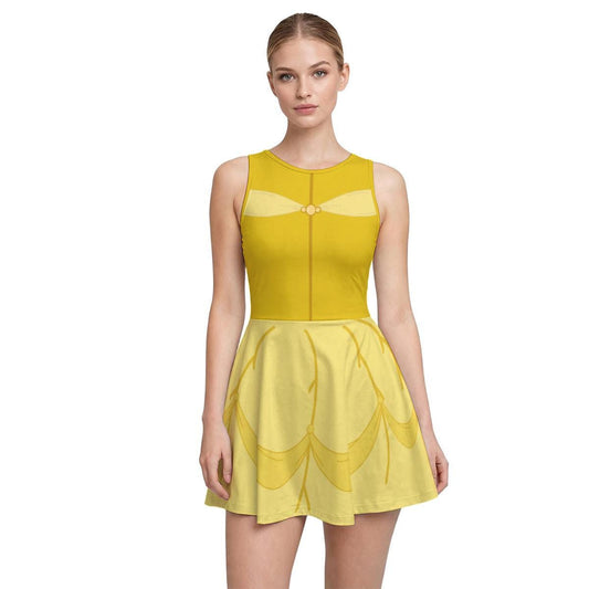 Belle Inspired Short Sleeve Athletic Dress with shorts