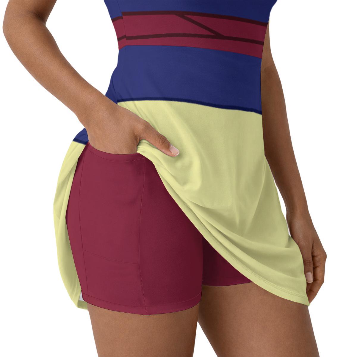 Green Mulan Inspired Short Sleeve Athletic Dress with shorts