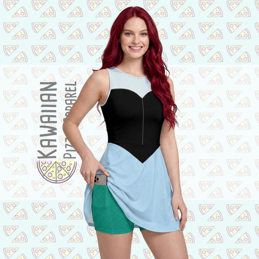 Ariel Inspired Short Sleeve Athletic Dress with shorts