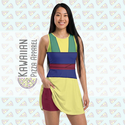 Green Mulan Inspired Short Sleeve Athletic Dress with shorts