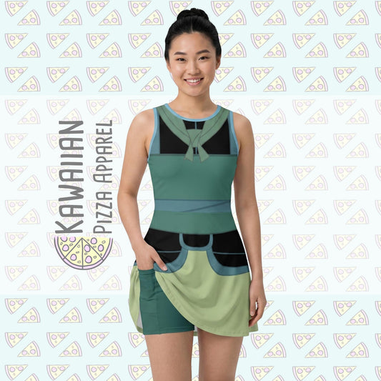 Ping Mulan Inspired Short Sleeve Athletic Dress with shorts