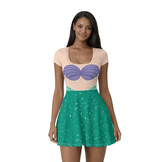 Ariel Inspired Short Sleeve Athletic Dress with shorts