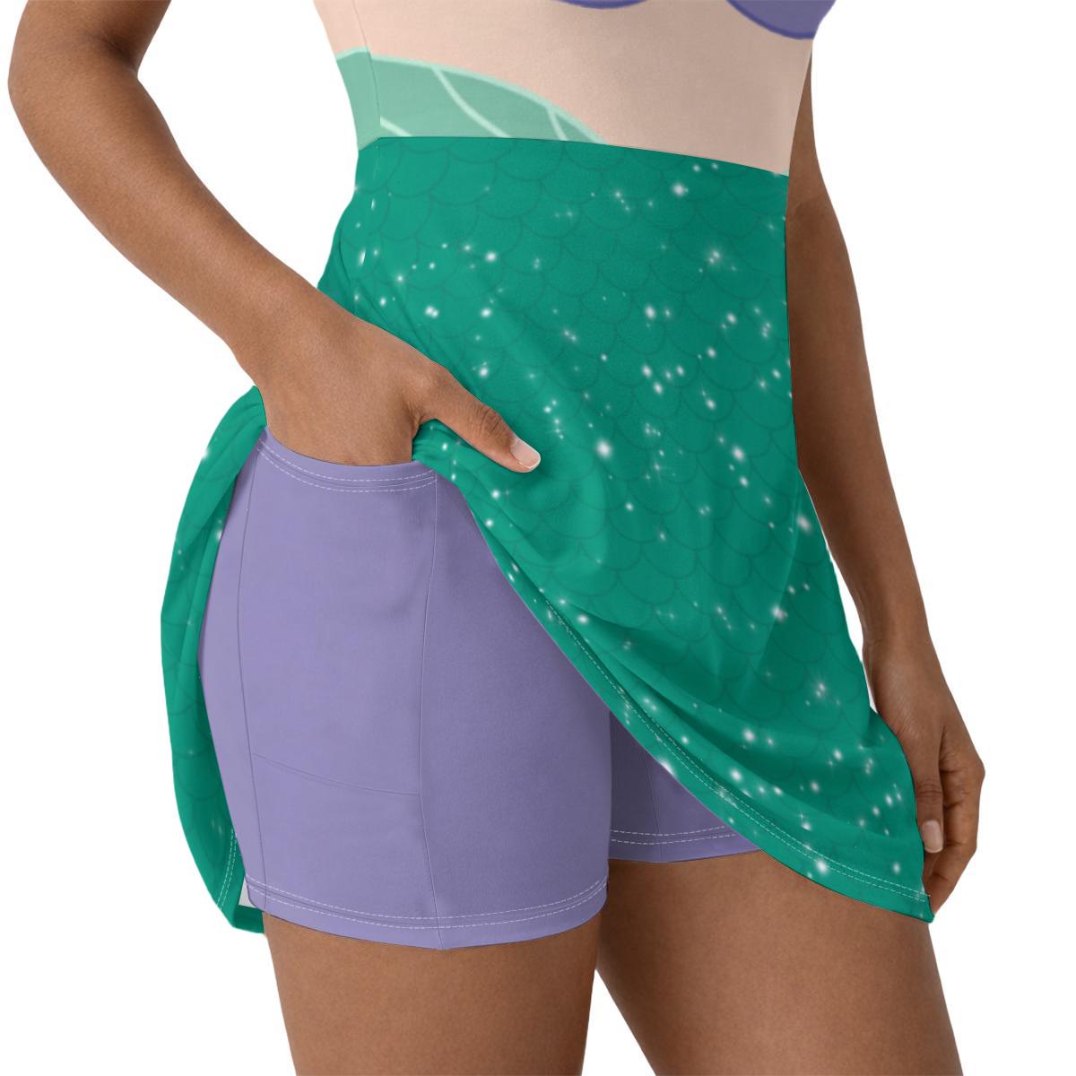Ariel Inspired Short Sleeve Athletic Dress with shorts