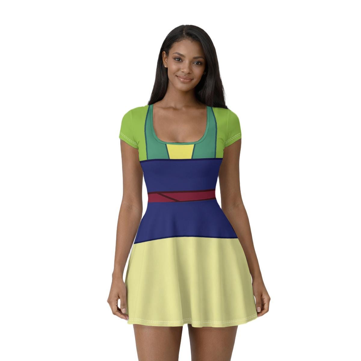 Green Mulan Inspired Short Sleeve Athletic Dress with shorts